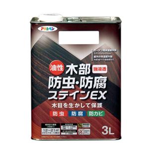 アサヒペン 油性 木部 防虫・防腐 ステインEX 3L ライトオーク 4970925525406｜ejoy