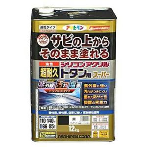 アサヒペン 油性超耐久シリコンアクリルトタン用 12kg 黒  お取り寄せ商品 （サビ　錆の上から高光沢塗料 紫外線劣化防止剤 配合 耐候性 ペンキ)｜ejoy