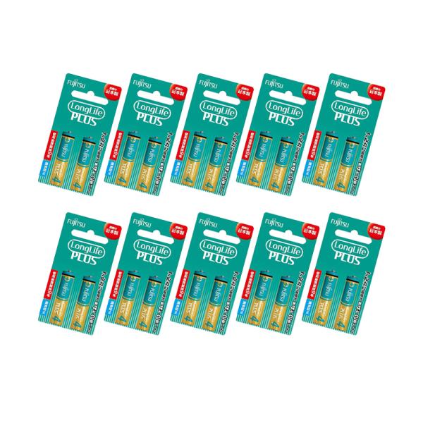 【10パックセット】富士通 アルカリ乾電池 ロングライフプラス 単4形×2本パック 10パックセット...