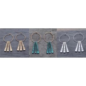 ピアス　アンティーク　ゴールド　ターコイズ　フープ　カジュアル　プレゼント　レディース