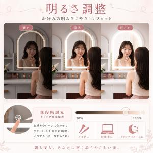 ドレッサー 幅80cm テーブル LED3色変...の詳細画像2