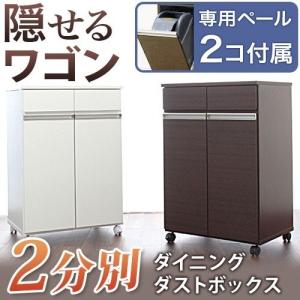 ゴミ箱 おしゃれ 家具調 高品質 2分別 キャスター付き キッチンワゴン｜ekagulife