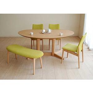 レッドオークMirage ミラージュ140テーブルOC+椅子3+ベンチ 木部色・椅子生地選択可 家具...