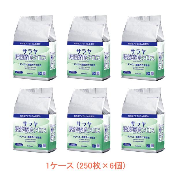 1ケース 除菌シート 施設向け サラヤ環境清拭クロス 44168　250枚詰替×6個 サラヤ 感染対...