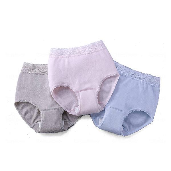 尿漏れパンツ 女性 失禁パンツ 綿100%レース付ソフトガーゼ失禁ショーツ3色組 ミルクヴェッチ (...
