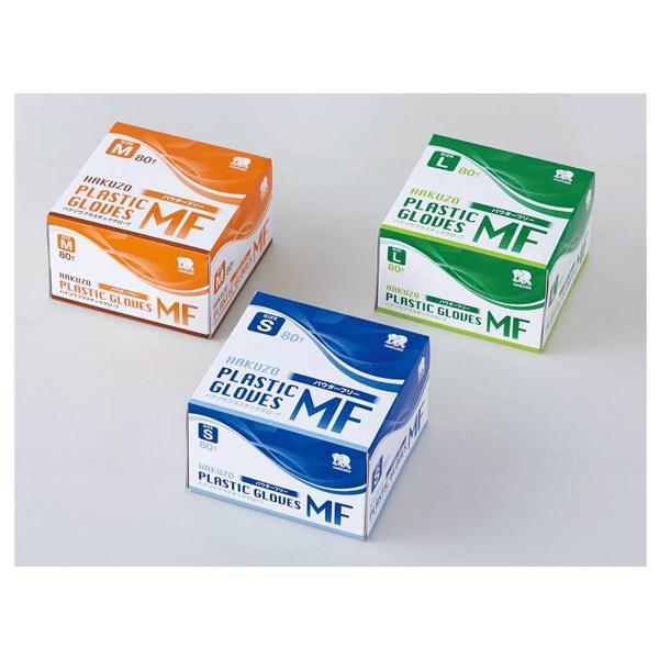 ハクゾウ プラスチックグローブMF パウダーフリー (粉なし) 80枚  3024111 ハクゾウメ...