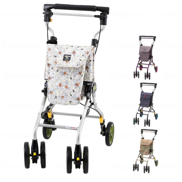 手押し車 高齢者 おしゃれ 軽量 シルバーカート 座れる ライトステップタイニーWヌーボー ウィズワ...