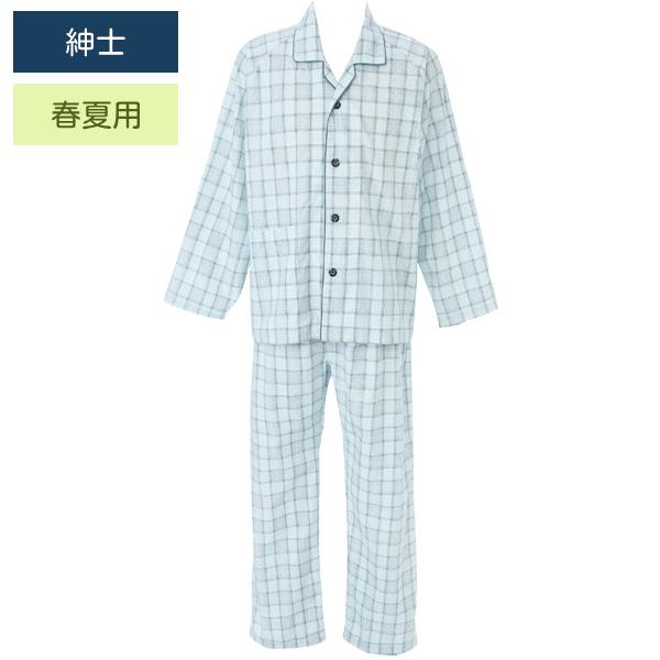 【訳アリ品につき特価】介護 パジャマ ねまき 紳士 グリーン M 春夏用 紳士用 SB2700 グン...