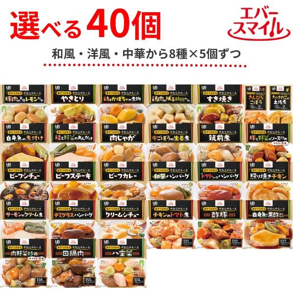 介護食 区分3 舌でつぶせる 選べる 8種×5個 セット エバースマイル ムース食 40個 和風 洋...