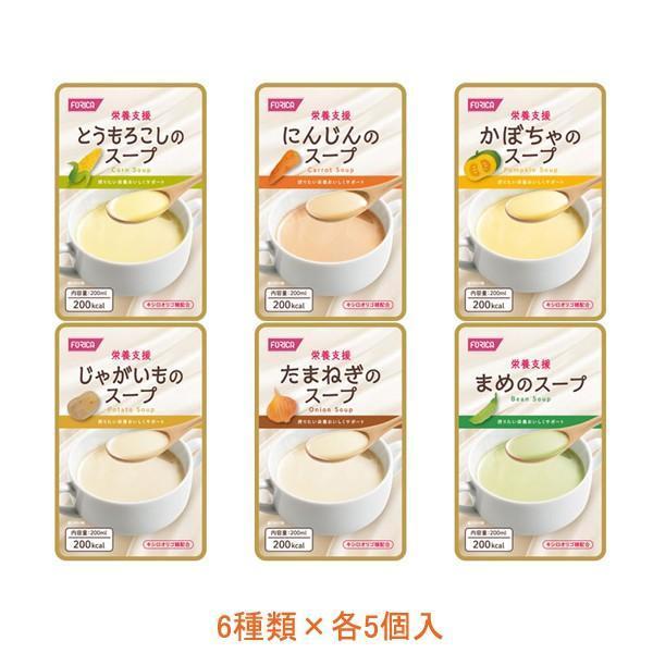 介護食品 30個セット レトルト 栄養支援スープ 詰合せ 6種類×各5個入 568365 ホリカフー...