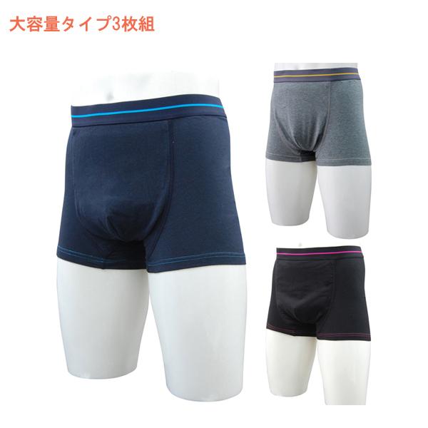 メンズ 失禁パンツ スマートボクサーパンツ 大容量タイプ 紳士用 TJI-471GA　3色組（グレー...