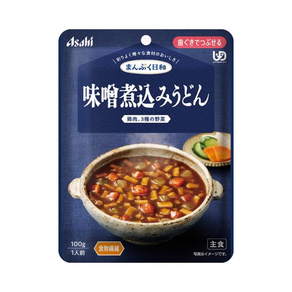 介護食 レトルト やわらか食 まんぷく日和 味噌煮込みうどん 100g アサヒグループ食品 ムース食...