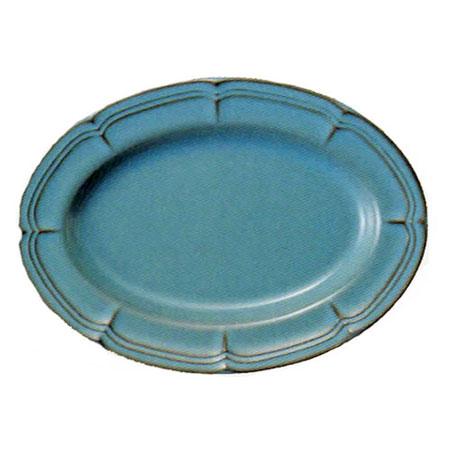 プラター アンティークブルー（25cm) 楕円皿 国産 食洗機対応 レンジ対応 美濃焼