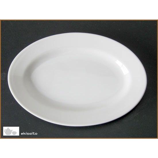 プラター リム付  ホワイト 楕円皿 37.0cm  国産 ミート皿 業務用 食器 食洗機対応 レン...
