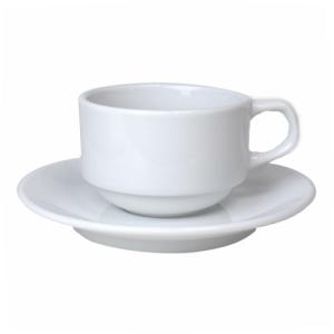 コーヒーカップ＆ソーサー ベーシック碗皿 白 容量 200cc スタック 兼用碗 日本製 業務用 食器｜ekisaito