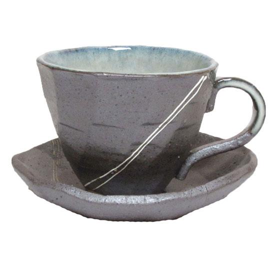 コーヒーカップ＆ソーサー 黒流星 碗皿 土物 美濃焼 国産 食器 業務用 食洗機対応 レンジ対応 多...