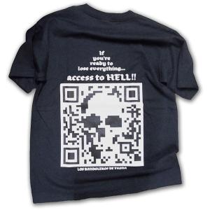 スカル柄 Tシャツ/ACCESS TO HELL 半袖Tシャツ/ブラック×オフホワイト/LBDE/T shirts｜ekodanosanzoku