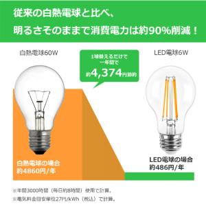 LED電球 E26 フィラメント球 電球色 6...の詳細画像2