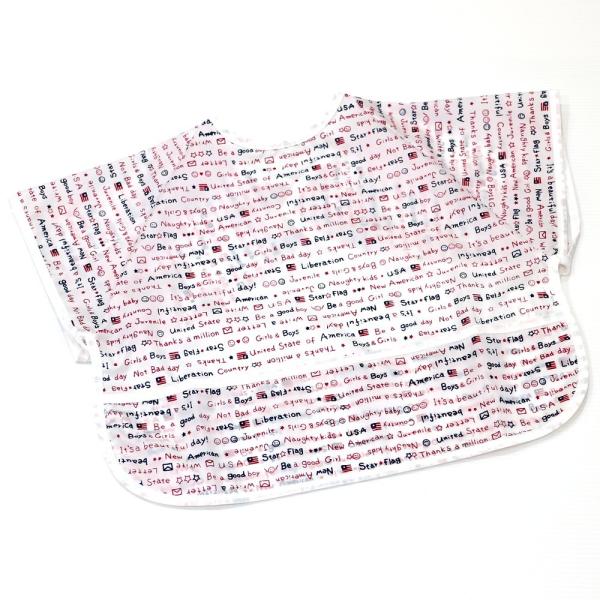 ベビー お食事 水をはじく半袖エプロン （アメリカン柄/レッド）日本製