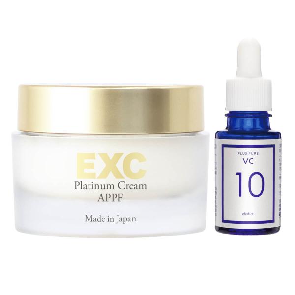 EXCプラチナクリーム APPF＆プラスピュアVC10 機能性保湿クリーム ピュアVC10%美容液 ...