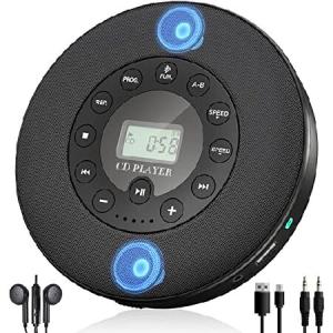 Lukasa Portable Bluetooth CD Player Built-in Speaker Stereo Personal Walkman MP3 Players 2000mAh Rechargeable Compact Car Disc CD Music Player USB Plの商品画像