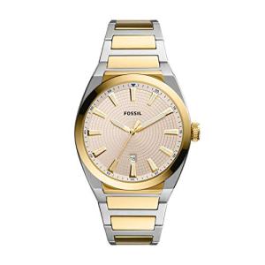 Fossil Mens Everett Quartz Stainless Steel Three-Hand Watch Color: Gold/Silver (Model: FS5823)の商品画像