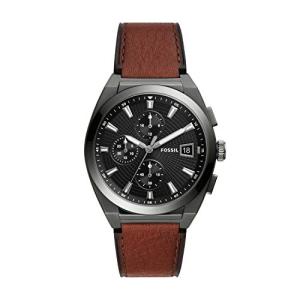 Fossil Mens Everett Quartz Stainless Steel and Eco Leather Chronograph Watch Color: Smoke Brown (Model: FS5799)の商品画像