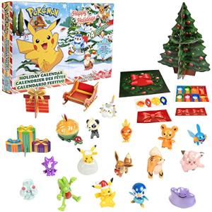 Pokemon Holiday Advent Calendar for Kids 24 Piece Gift Playset - Set Includes Pikachu Eevee Jigglypuff and More - 16 Toy Character Figures ＆ 8 Chrの商品画像