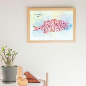 LEO LIONNI レオ・レオニ B4サイズ・ポスター『Swimmy Giant Fish』木製フレームセット｜インテリア レオレオニ【etc】