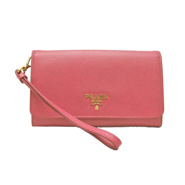 プラダ サフィアーノ ストラップ付き レディース レザー 中財布（二つ折り） ピンク