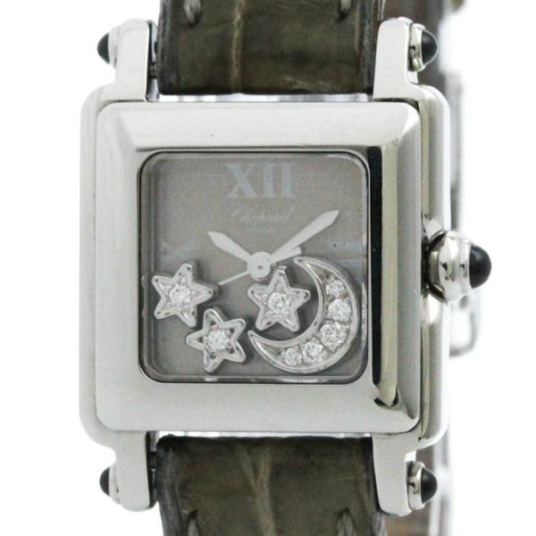 ショパール (CHOPARD) ハッピースポーツ ダイヤモンド ステンレススチール レザー クォーツ...