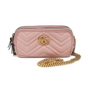 グッチ(Gucci) GGマーモント 546581 レディース レザー ショルダーバッグ ライトピンク