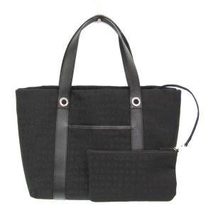 ブルガリ(Bvlgari) ロゴマニア レディース キャンバス,レザー ハンドバッグ ブラック