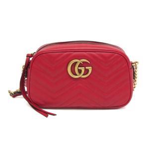 グッチ(Gucci) GGマーモント スモール カメラバッグ 447632 レディース レザー ショルダーバッグ レッド