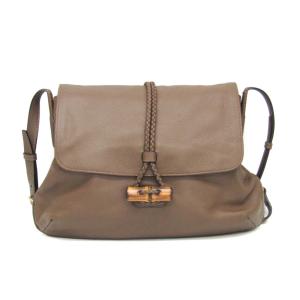 グッチ(Gucci) バンブー 338985 レディース レザー ショルダーバッグ カーキブラウン
