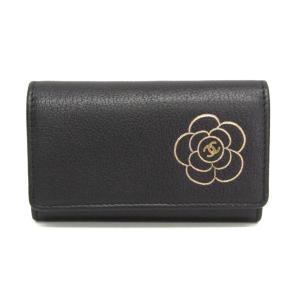 シャネル(Chanel) カメリア レディース レザー キーケース ブラック