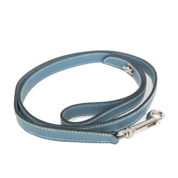 エルメス(Hermes) ドッグリード 犬 リード レザー ライトブルー