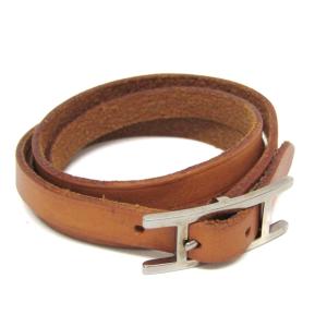 エルメス(Hermes) アピ チョーカー レザー,メタル 無し バングル シルバー,ブラック