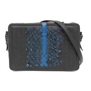 ボッテガ・ヴェネタ(Bottega Veneta) イントレチャート レディース レザー ショルダーバッグ ブルー,ダークネイビー