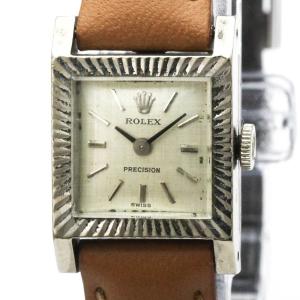 ロレックス (ROLEX) プレシジョン ホワイトゴールド レザー 手巻き レディース 時計 9356