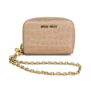 ミュウミュウ(Miu Miu) ダブルファスナー 5MC078 レザー カードケース ピンクベージュ