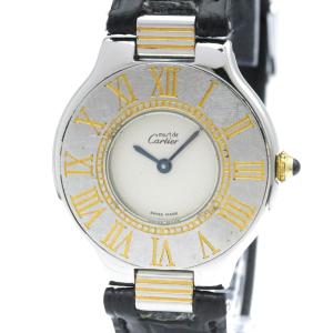 カルティエ (CARTIER) マスト21 ゴールドプレート ステンレススチール レザー クォーツ ユニセックス 時計