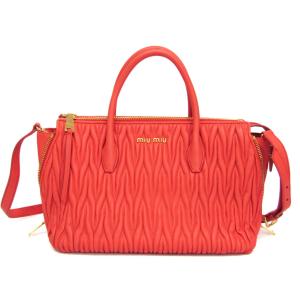 ミュウミュウ(Miu Miu) マテラッセ レディース レザー ハンドバッグ,ショルダーバッグ サーモンピンク