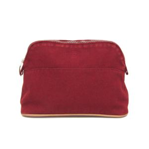 エルメス(Hermes) ボリード MM レディース コットン,レザー ポーチ ボルドー,ブラウン