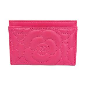 シャネル(Chanel) カメリア レザー カードケース ピンク