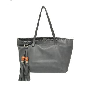 グッチ(Gucci) バンブー タッセル 354665 レディース レザー トートバッグ グレー