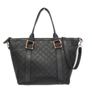 グッチ(Gucci) グッチッシマ 339548 メンズ,レディース レザー,バンブー ショルダーバッグ,トートバッグ ブラック