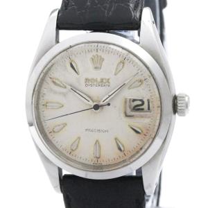 ロレックス (ROLEX) オイスター デイト プレシジョン ステンレススチール レザー 手巻き メンズ 時計 6494