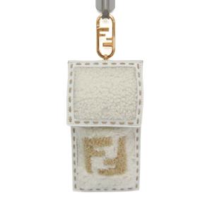 フェンディ(Fendi) ロゴ ボア フォンポーチ 7AS047 メンズ,レディース レザー,ファー ポーチ ベージュ,ホワイト