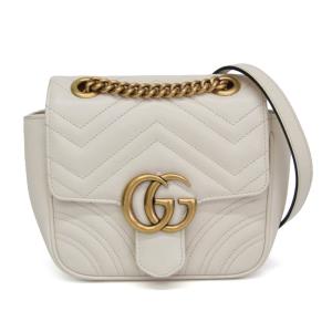 グッチ(Gucci) GGマーモント チェーンショルダーバッグ 739682 レディース レザー ショルダーバッグ ホワイト